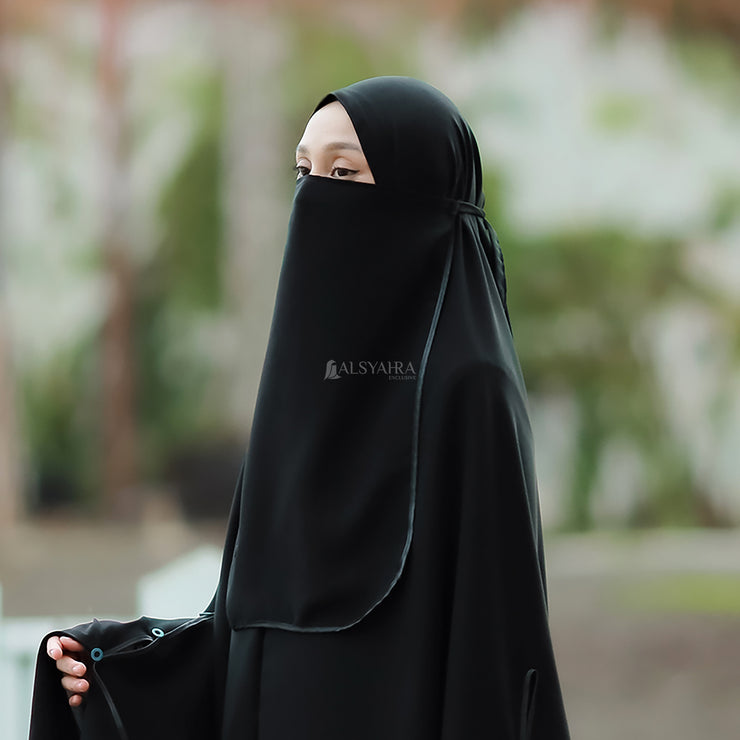 Alsyahra Exclusive Cadar Tali Bisban Sifon Silk Jetblack Elegan