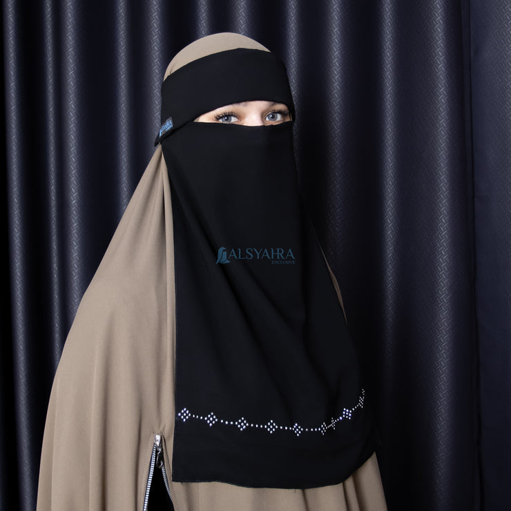 Niqab Poni Alhajr Sifon Jetblack Alsyahra Exclusive