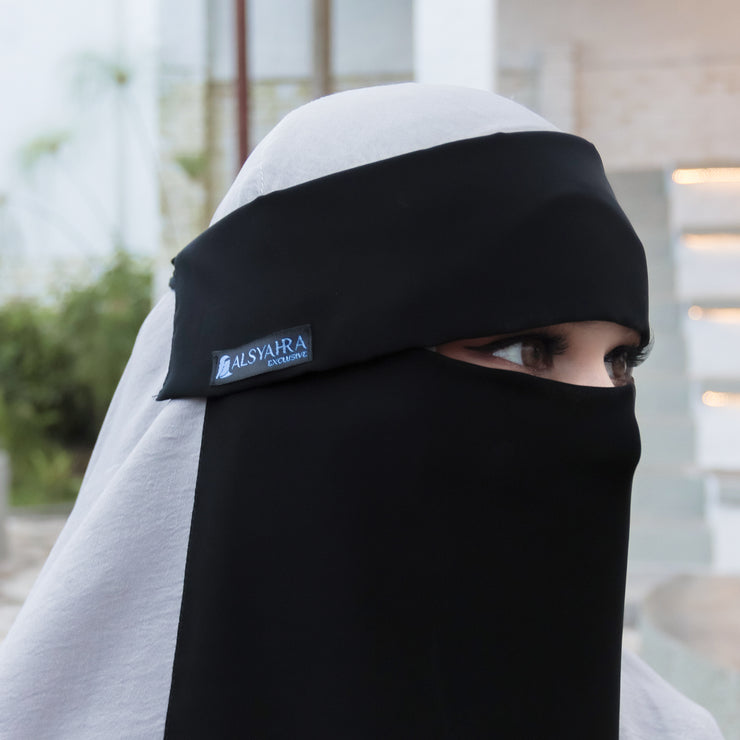 Niqab Poni Alhajr Sifon Jetblack Alsyahra Exclusive