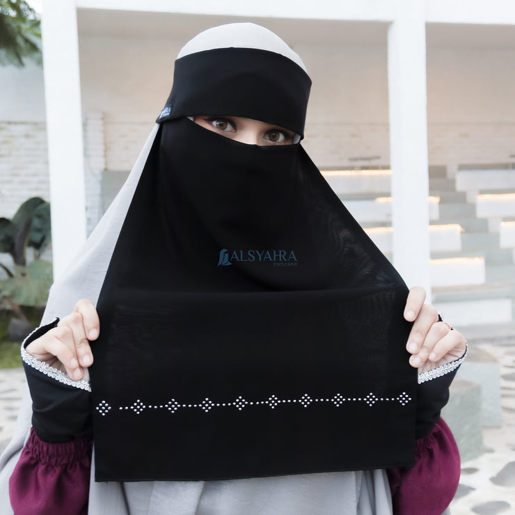 Niqab Poni Alhajr Sifon Jetblack Alsyahra Exclusive