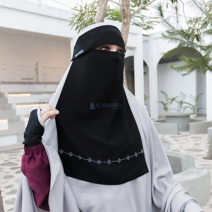 Niqab Poni Alhajr Sifon Jetblack Alsyahra Exclusive