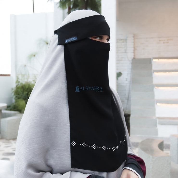 Niqab Poni Alhajr Sifon Jetblack Alsyahra Exclusive