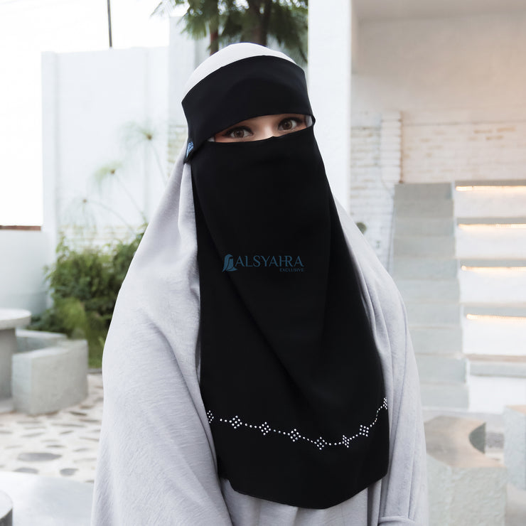 Niqab Poni Alhajr Sifon Jetblack Alsyahra Exclusive