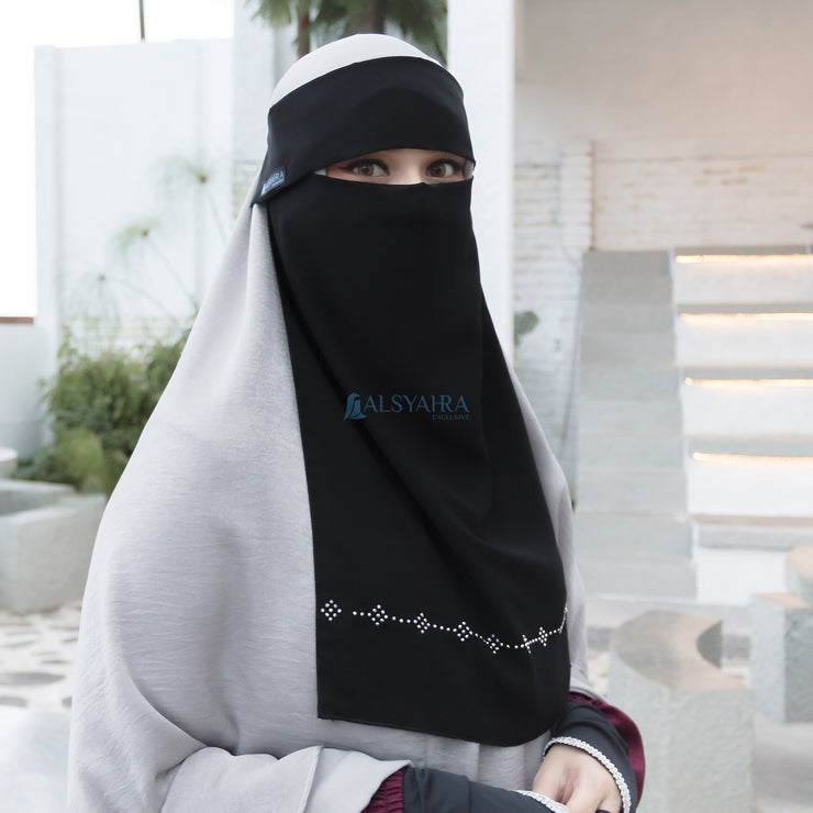 Niqab Poni Alhajr Sifon Jetblack Alsyahra Exclusive