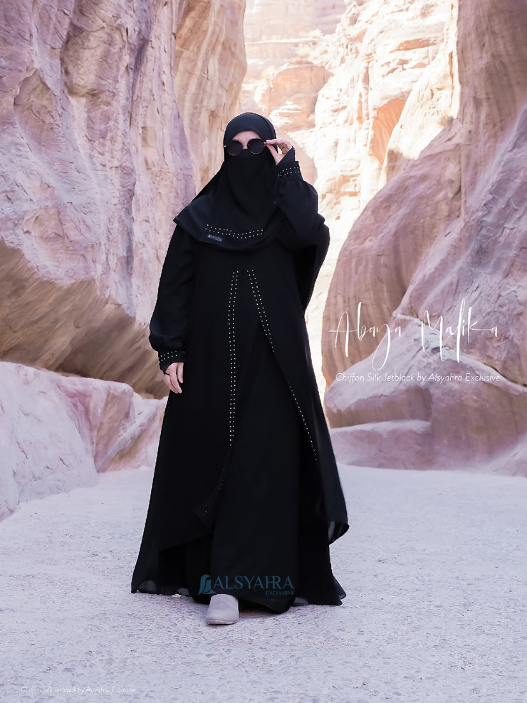 Alsyahra Exclusive Gamis Abaya Malika Sifon Silk Jetblack