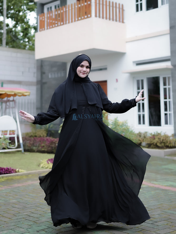 Alsyahra Exclusive Gamis Abaya Malika Sifon Silk Jetblack