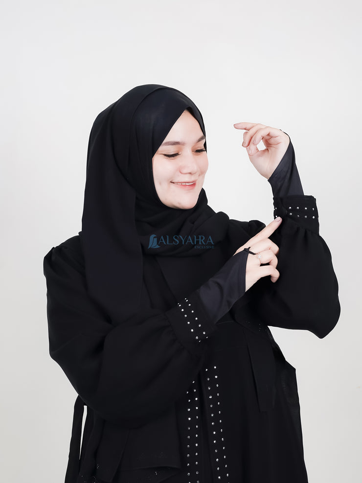 Alsyahra Exclusive Gamis Abaya Malika Sifon Silk Jetblack