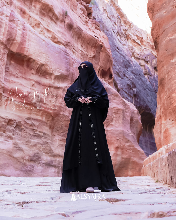 Alsyahra Exclusive Gamis Abaya Malika Sifon Silk Jetblack