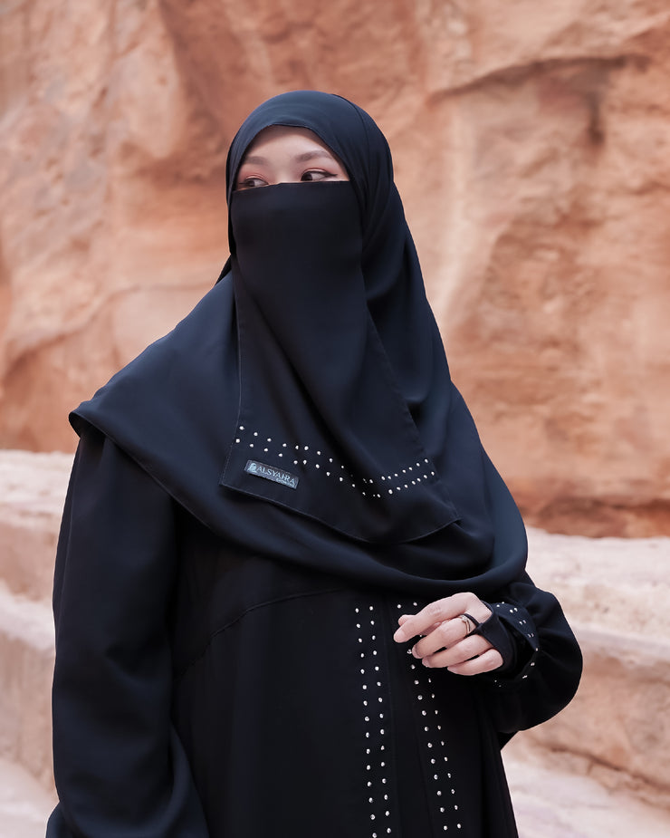 Alsyahra Exclusive Gamis Abaya Malika Sifon Silk Jetblack
