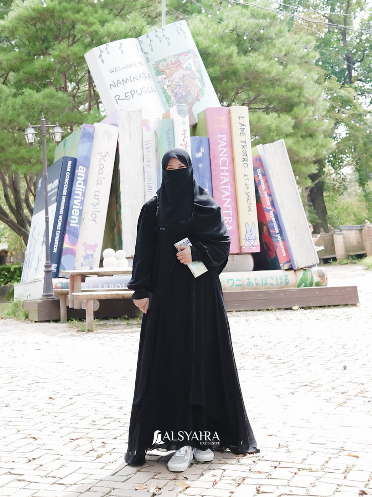 Gamis Abaya Anatolia Sifon Silk Jetblack by Alsyahra Exclusive