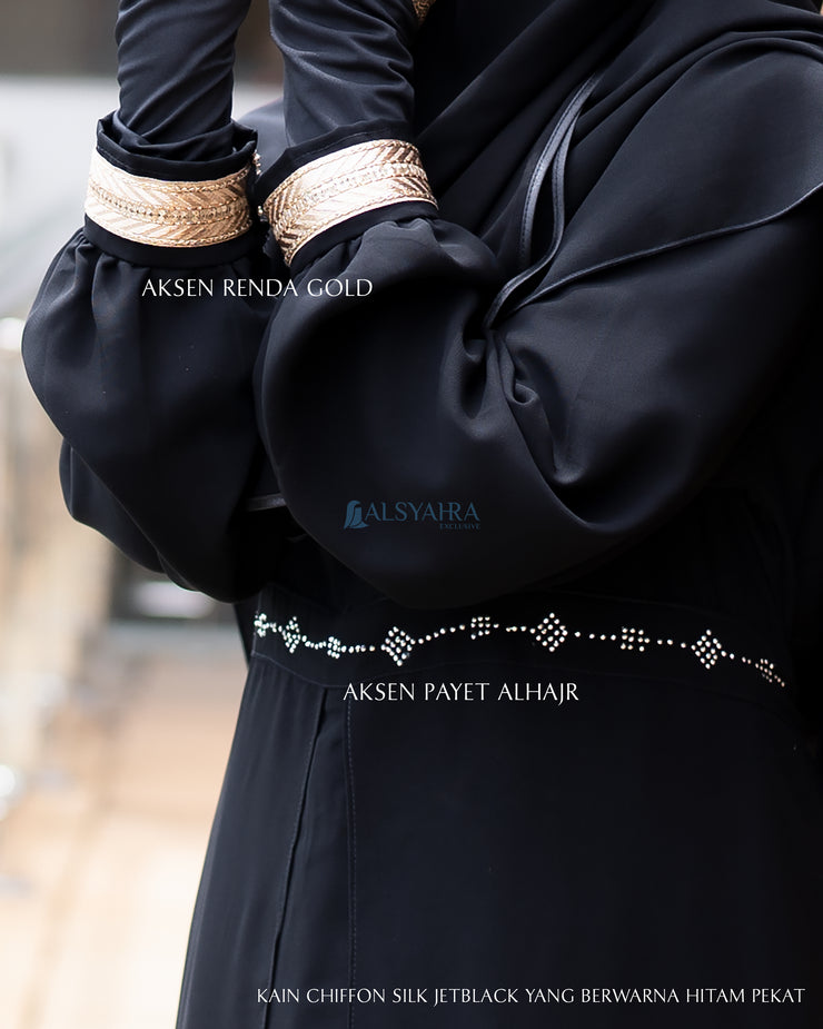 Gamis Abaya Andalusia Sifon Silk Jetblack by Alsyahra Exclusive