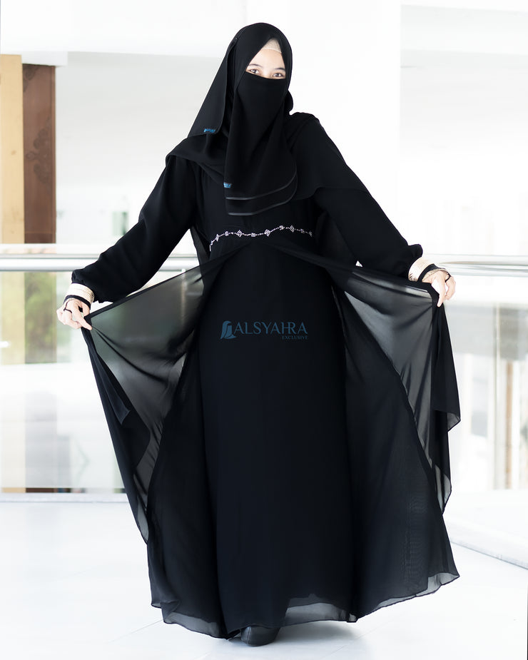 Gamis Abaya Andalusia Sifon Silk Jetblack by Alsyahra Exclusive