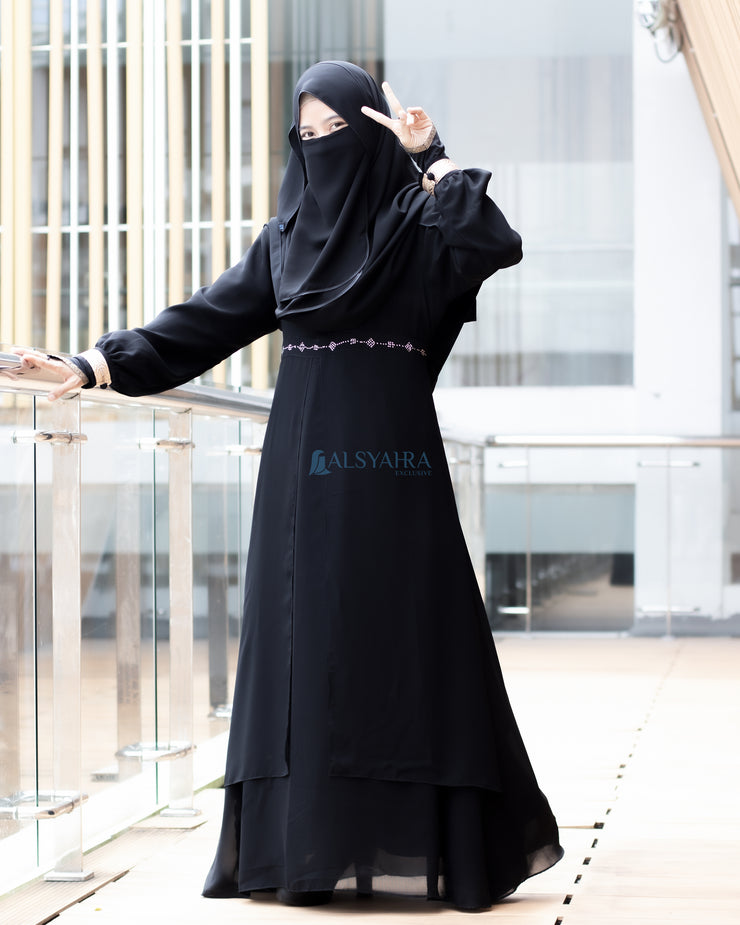 Gamis Abaya Andalusia Sifon Silk Jetblack by Alsyahra Exclusive