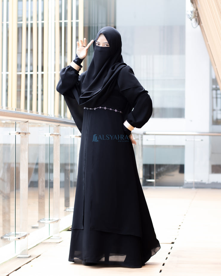 Gamis Abaya Andalusia Sifon Silk Jetblack by Alsyahra Exclusive