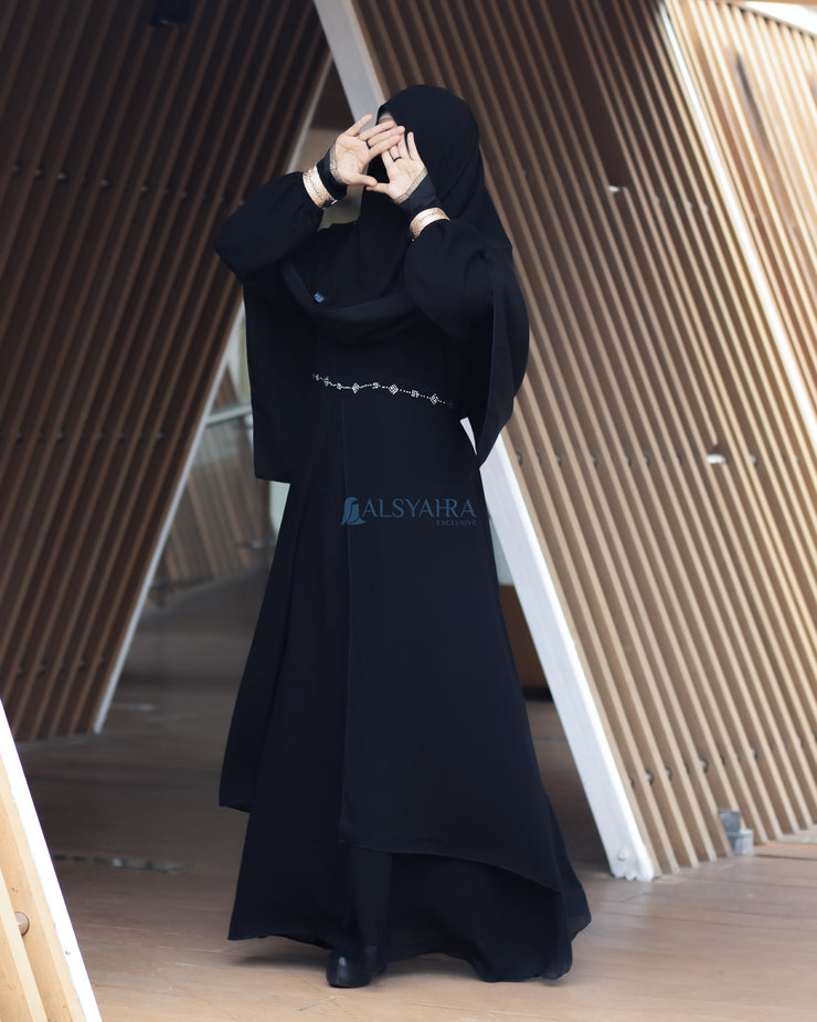 Gamis Abaya Andalusia Sifon Silk Jetblack by Alsyahra Exclusive