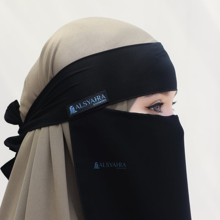 Niqab Bandana Alhajr Sifon Jetblack Alsyahra Exclusive