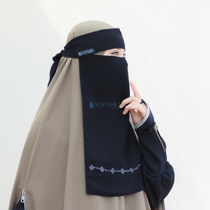 Niqab Bandana Alhajr Sifon Jetblack Alsyahra Exclusive
