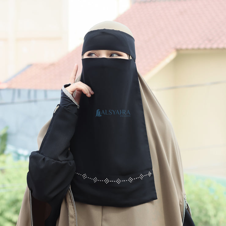 Niqab Bandana Alhajr Sifon Jetblack Alsyahra Exclusive