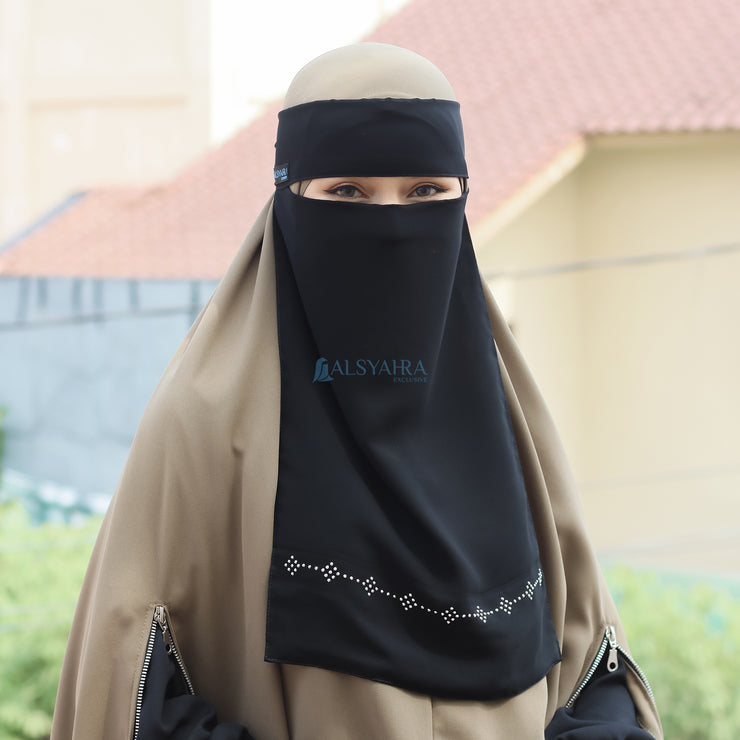 Niqab Bandana Alhajr Sifon Jetblack Alsyahra Exclusive