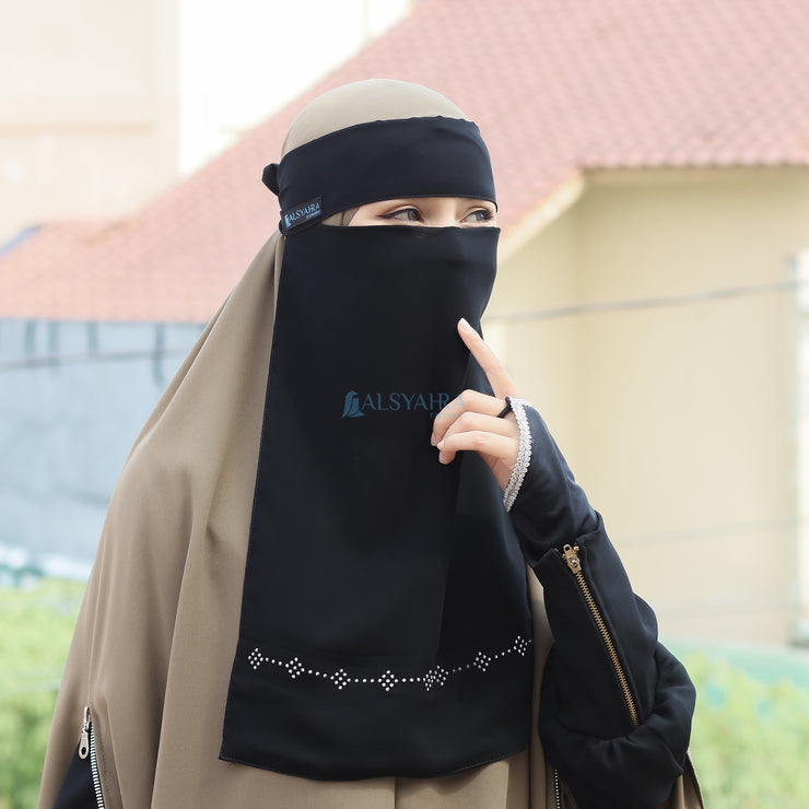Niqab Bandana Alhajr Sifon Jetblack Alsyahra Exclusive