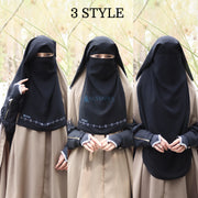 Alsyahra Exclusive Niqab Yaman Alhajr 2 Layer Chiffon Silk Jetblack