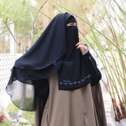 Alsyahra Exclusive Niqab Yaman Alhajr 2 Layer Chiffon Silk Jetblack