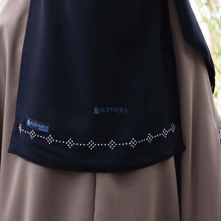 Alsyahra Exclusive Niqab Yaman Alhajr 2 Layer Chiffon Silk Jetblack