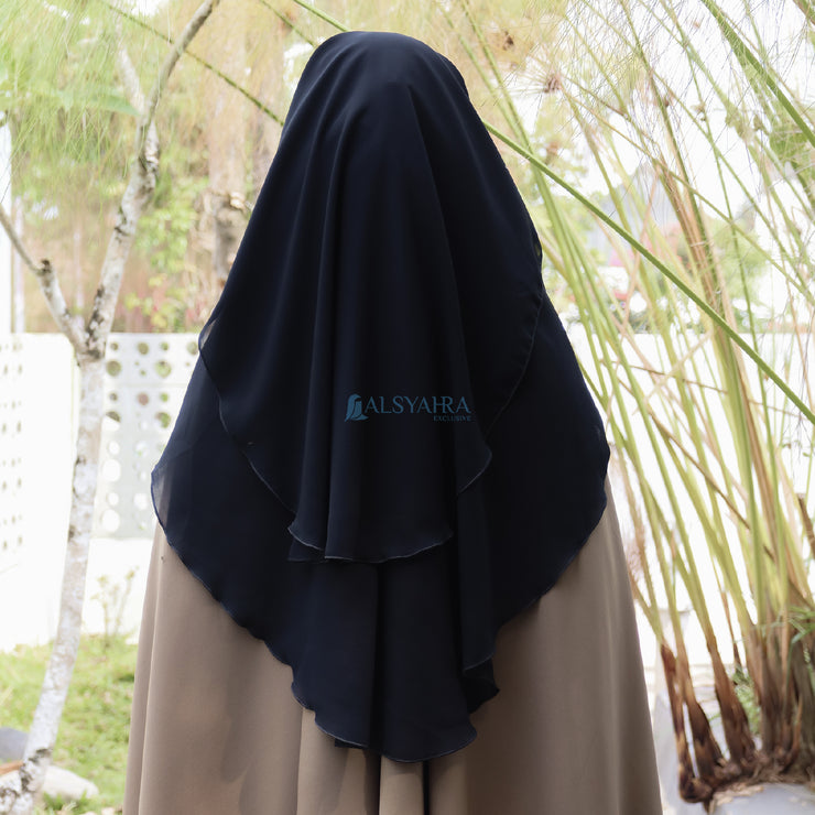 Alsyahra Exclusive Niqab Yaman Alhajr 2 Layer Chiffon Silk Jetblack