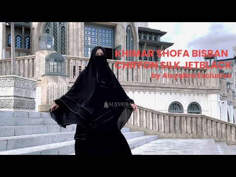 Alsyahra Exclusive Set Khimar Cadar Tali Shofa Bisban Sifon Jetblack 2 Layer XXL