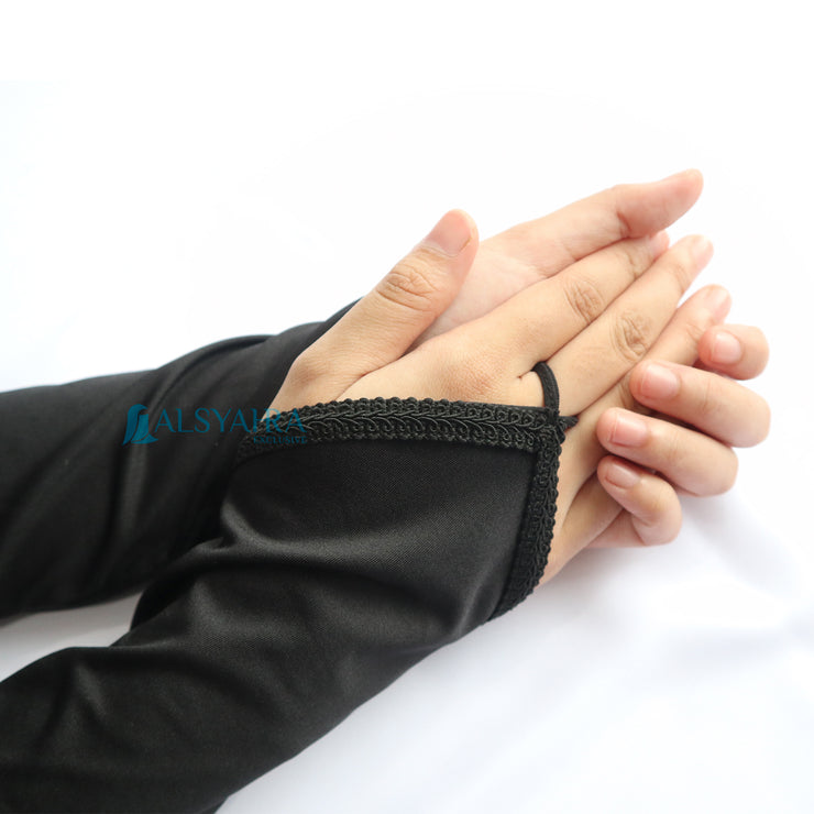 Manset Handsock Cincin Motif Qaf Black Alsyahra Exclusive
