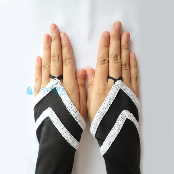 Alsyahra Exclusive Manset Handsock Cincin Motif Qaf Duo White