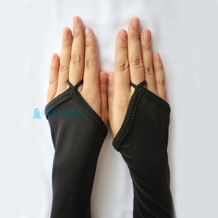 Manset Handsock Cincin Motif Qaf Black Alsyahra Exclusive