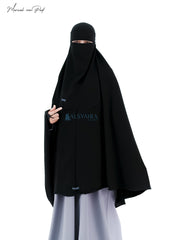 Alsyahra Set Khimar Marwah Non Pet Niqab Bandana XXL Jetblack