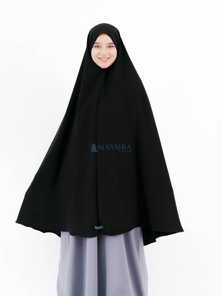 Alsyahra Set Khimar Marwah Non Pet Niqab Bandana XXL Jetblack