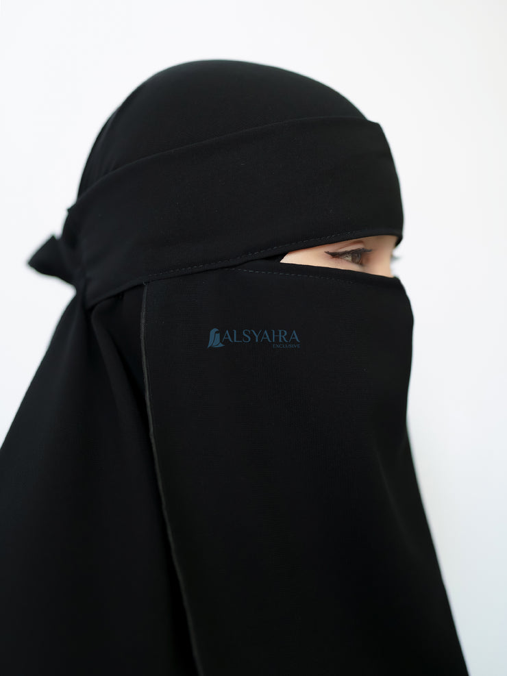 Alsyahra Set Khimar Marwah Non Pet Niqab Bandana XXL Jetblack