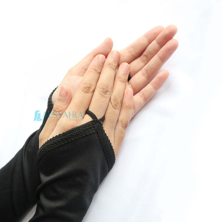 Manset Handsock Cincin Motif Qaf Black Alsyahra Exclusive