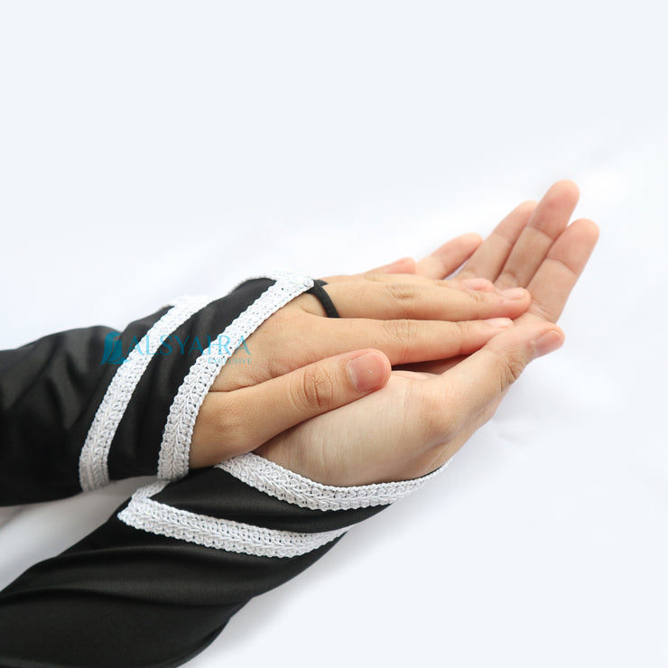 Alsyahra Exclusive Manset Handsock Cincin Motif Qaf Duo White