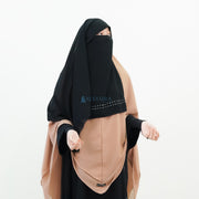 Alsyahra Exclusive Niqab Yaman Poni Raudhah Andalusia Stripe Sifon Silk Jetblack