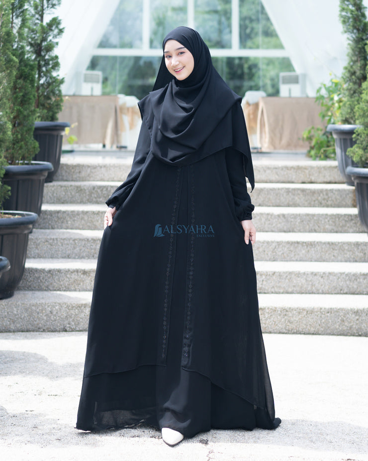Gamis Abaya Anatolia Sifon Silk Jetblack by Alsyahra Exclusive