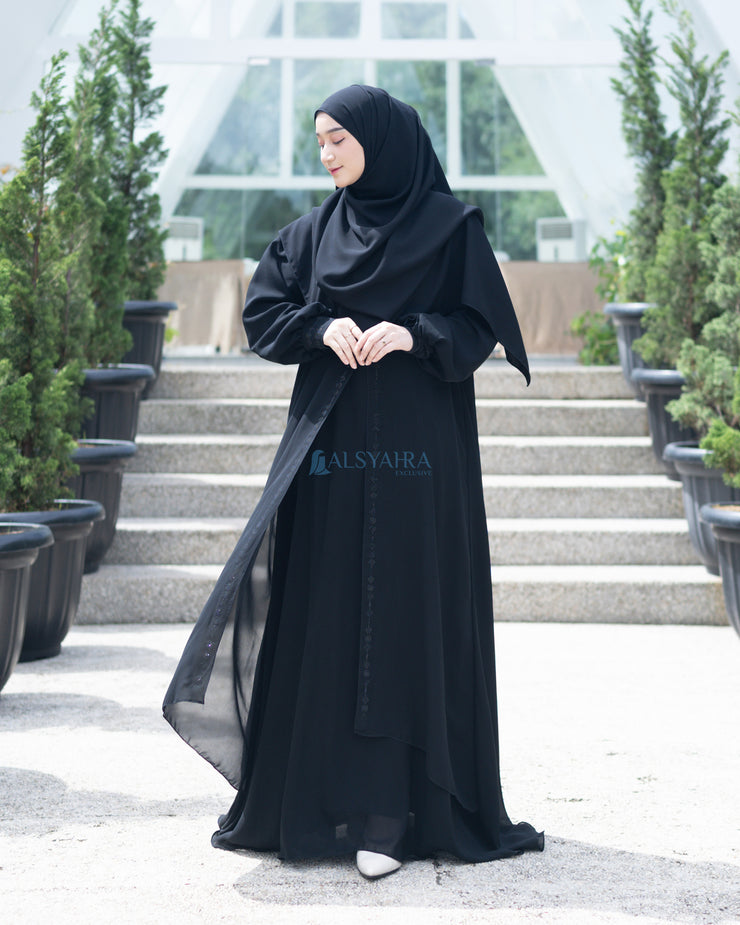 Gamis Abaya Anatolia Sifon Silk Jetblack by Alsyahra Exclusive