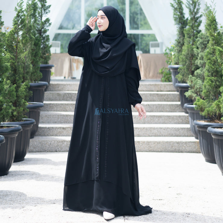 Gamis Abaya Anatolia Sifon Silk Jetblack by Alsyahra Exclusive