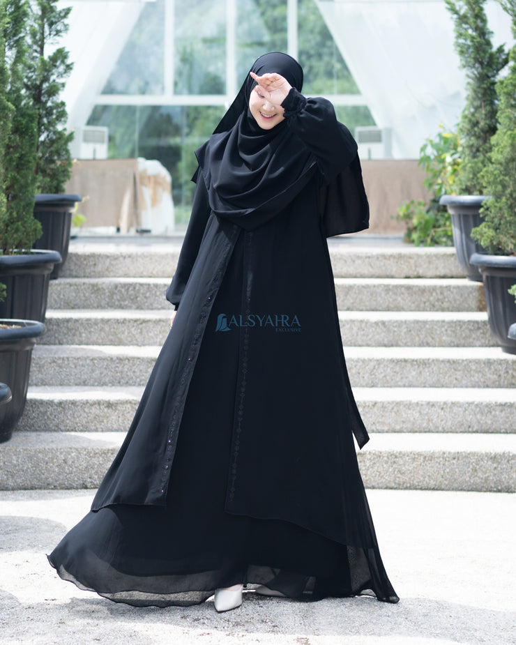 Gamis Abaya Anatolia Sifon Silk Jetblack by Alsyahra Exclusive
