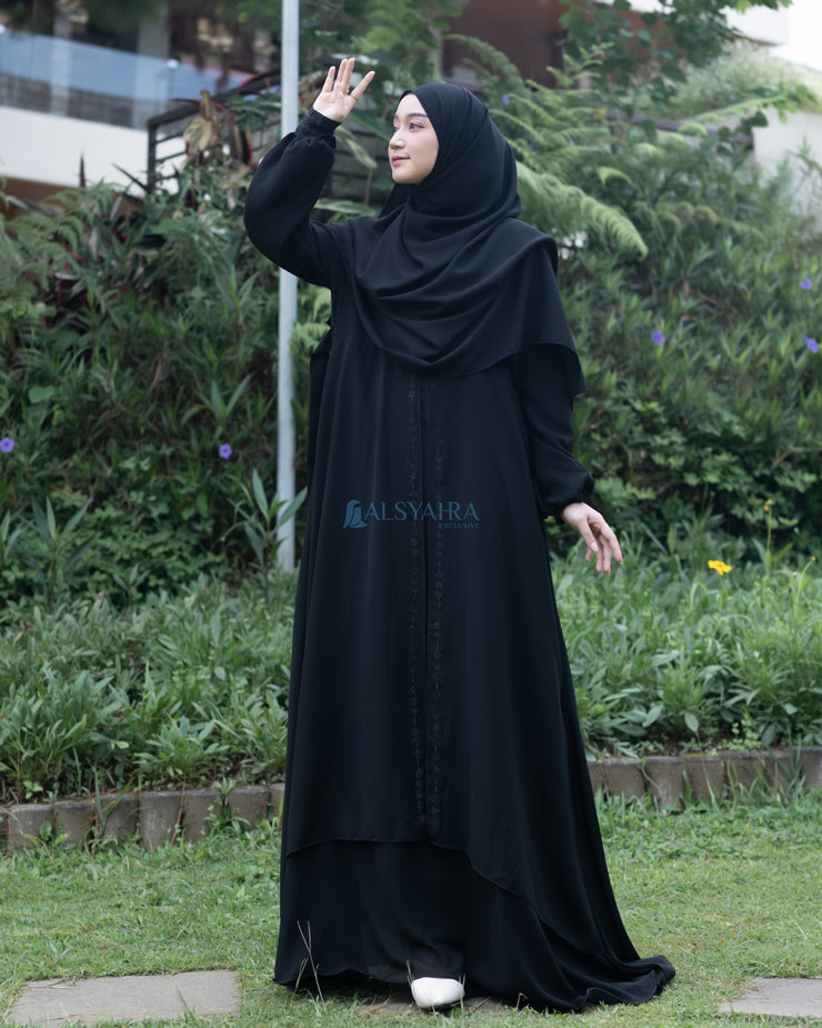 Gamis Abaya Anatolia Sifon Silk Jetblack by Alsyahra Exclusive