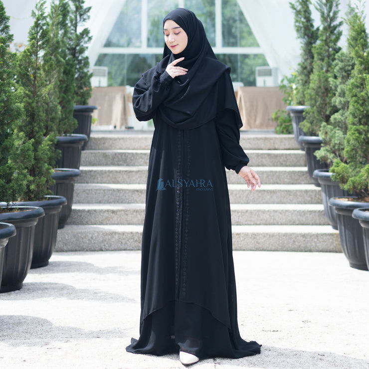 Gamis Abaya Anatolia Sifon Silk Jetblack by Alsyahra Exclusive