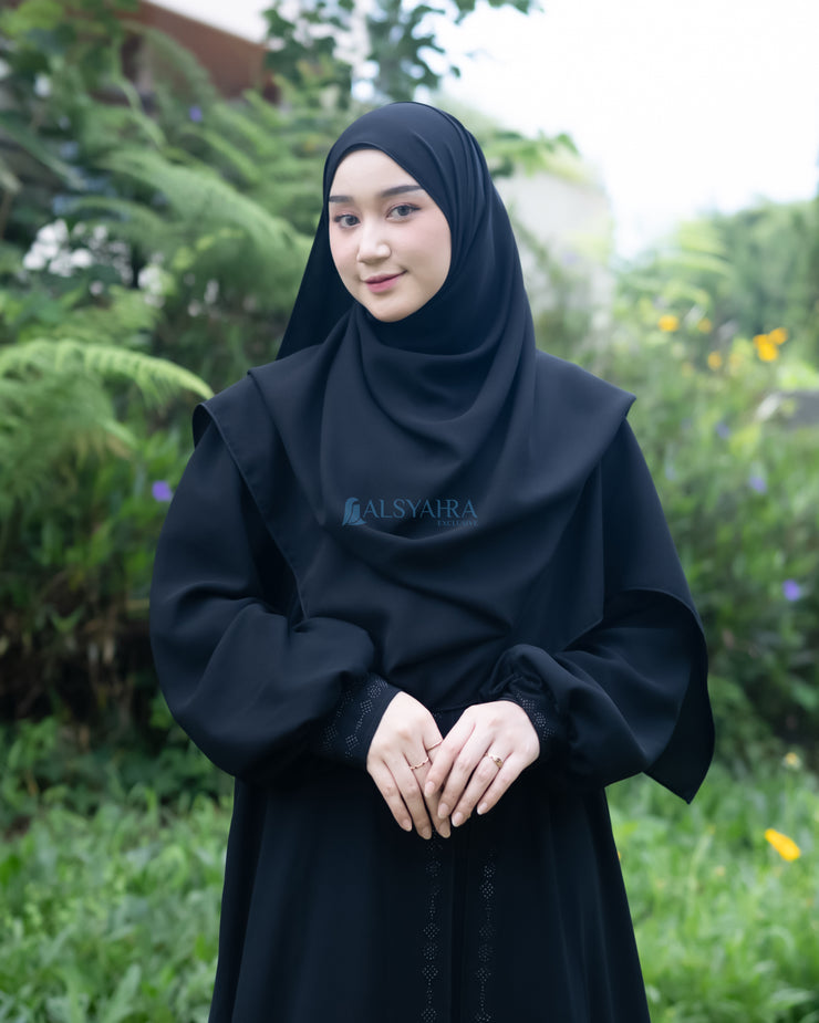 Gamis Abaya Anatolia Sifon Silk Jetblack by Alsyahra Exclusive