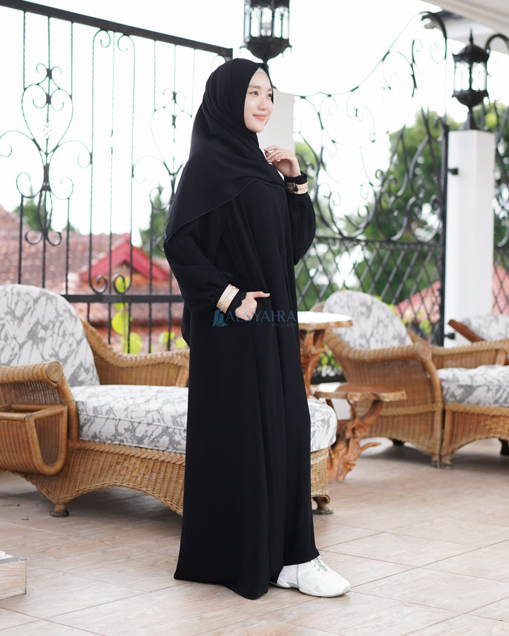 Gamis Abaya Syari At-tin Jetblack by Alsyahra Exclusive