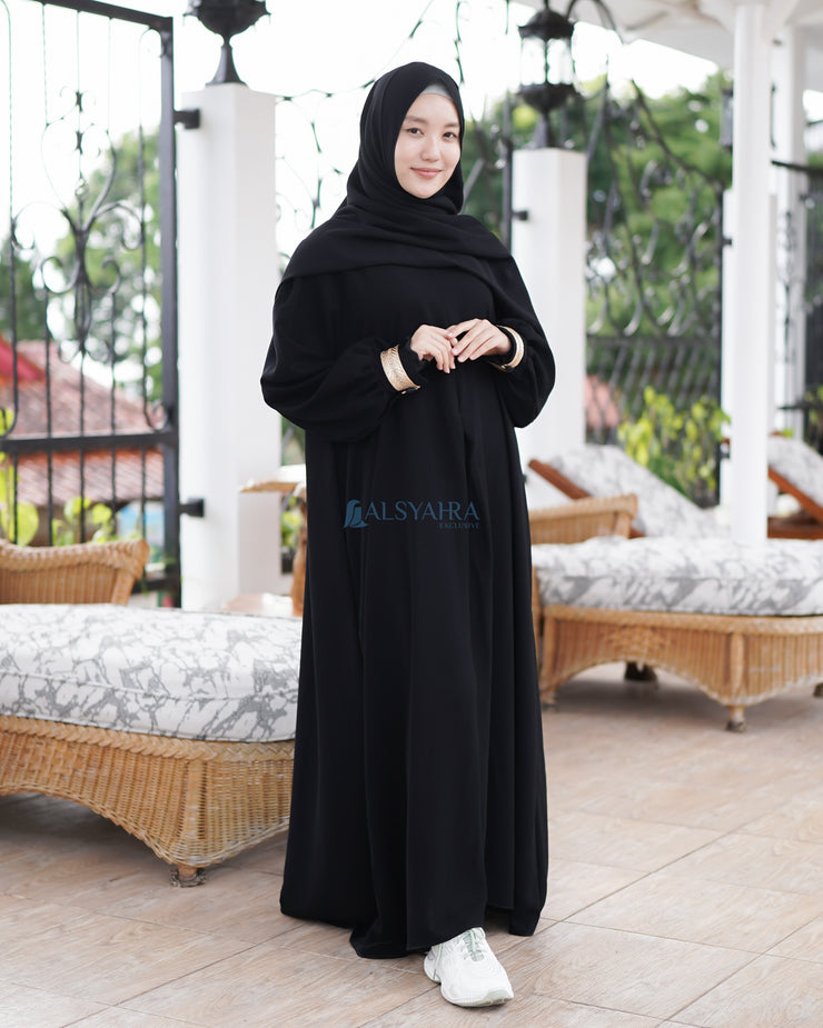 Gamis Abaya Syari At-tin Jetblack by Alsyahra Exclusive