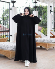 Gamis Abaya Syari At-tin Jetblack by Alsyahra Exclusive