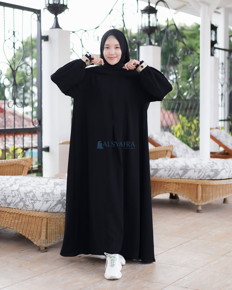 Gamis Abaya Syari At-tin Jetblack by Alsyahra Exclusive