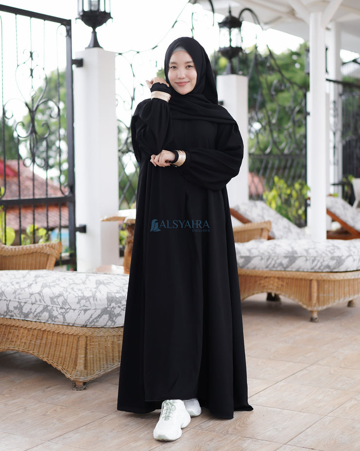 Gamis Abaya Syari At-tin Jetblack by Alsyahra Exclusive